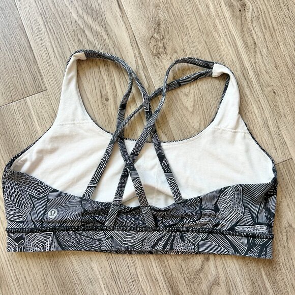 Lululemon Energy Bra in Mini Dottie Tribe White Black Size 12 - Picture 3 of 7